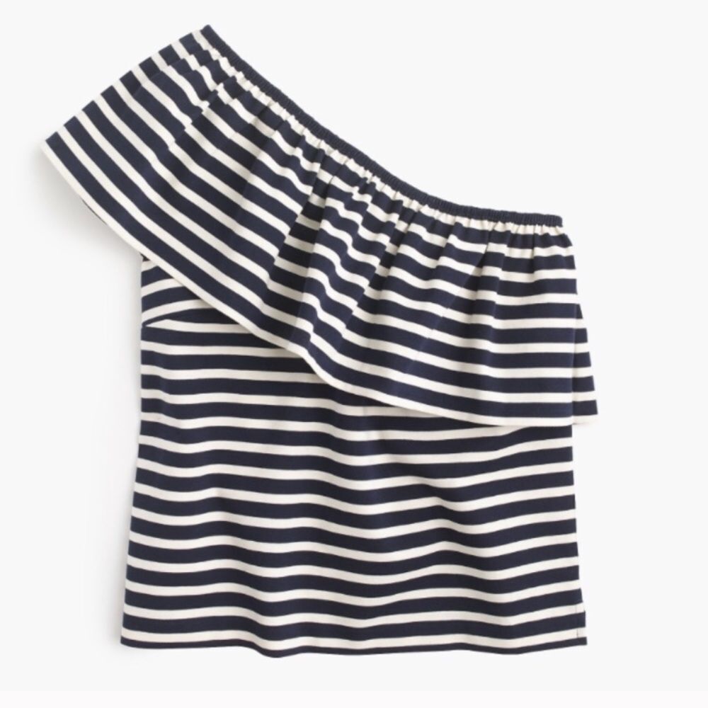 J crew one shoulder Striped top